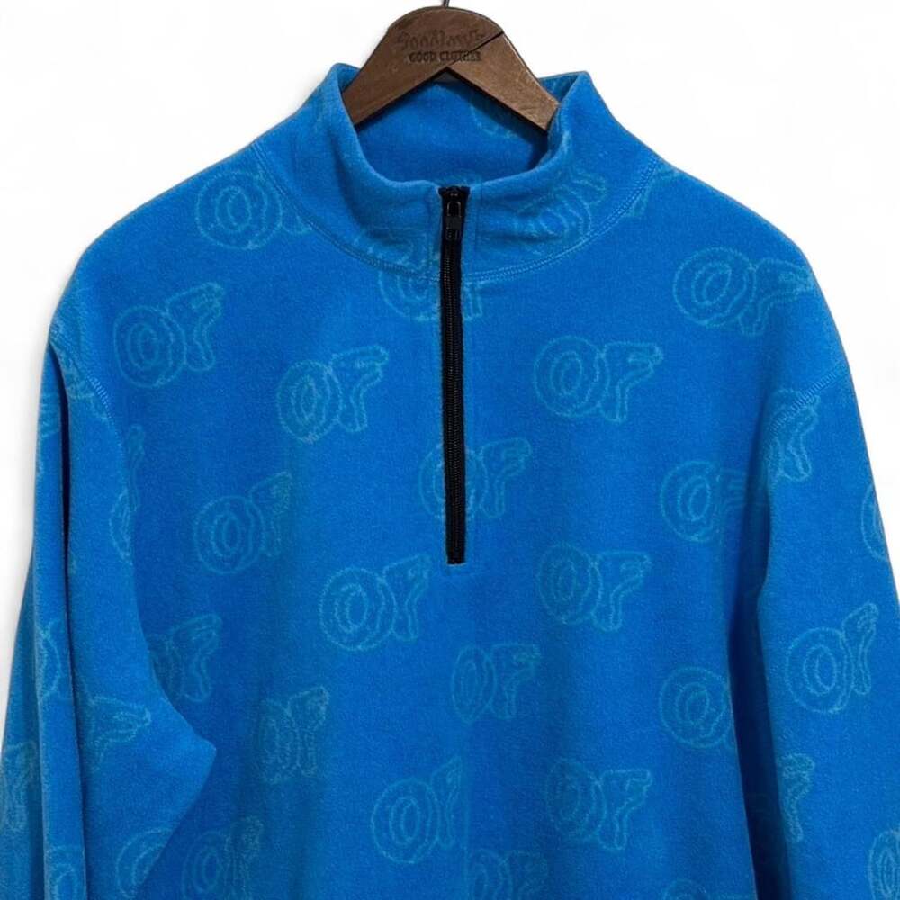 Odd Future All-Over Print Blue Fleece Quarter-Zip Pullover - Size L